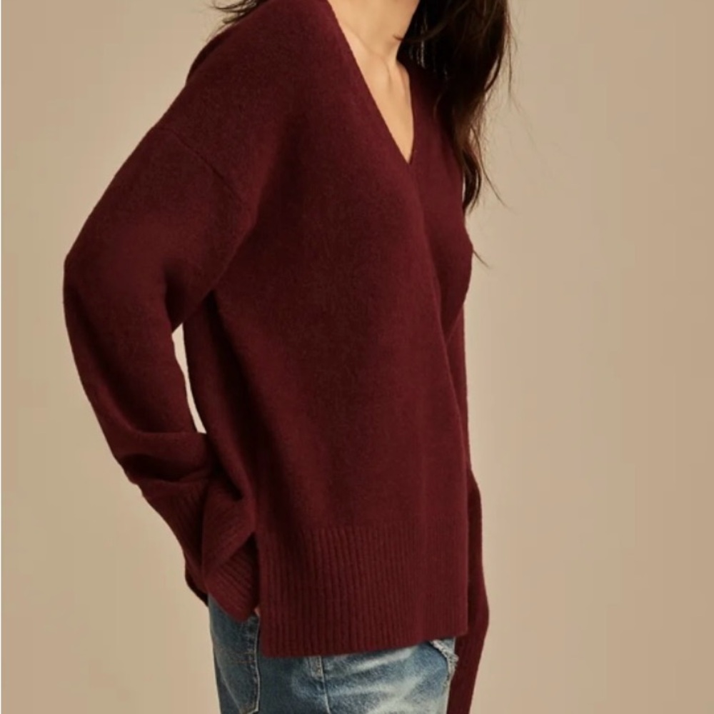 Lucky Brand cloudsoft Deep maroon V-Neck Sweater